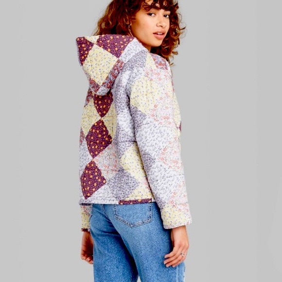 Wild Fable Patchwork Quilted Hooded Jacket - Picture 7 of 7